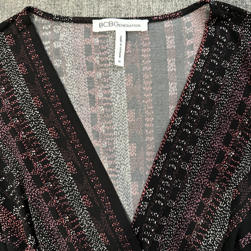 BCBGeneration Black and Pink Patterned Dress